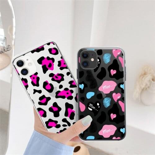 LUPWAY Transparent Colorful Leopard Print Phone Case For iPhone 11 12 Pro X XR XS Max 7 8 Plus SE 2020 Shockproof Silicone Cover