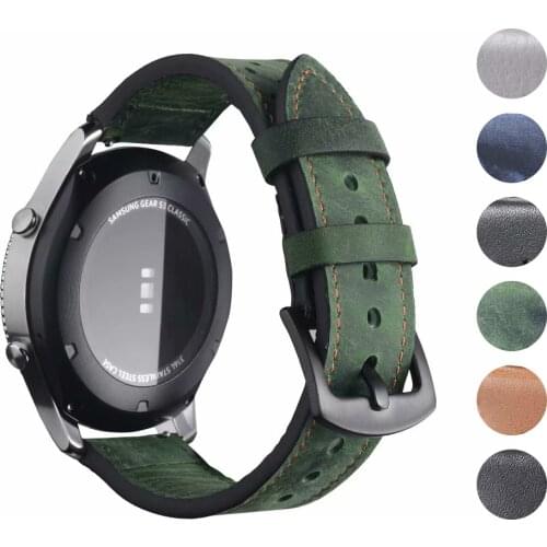 For Samsung Gear S3 Frontier Classic Band 22mm Watch Bands Genuine Leather Strap Men Women Smart Watch Replacement Wristband