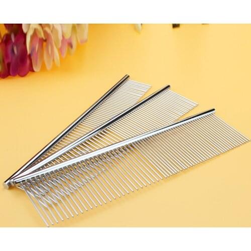 Stainless Steel Pet Cat Dog Puppy Long Haired Fur Grooming Durable Metal Comb Pet Beauty Tool Sliver Pet Cleaning Brush