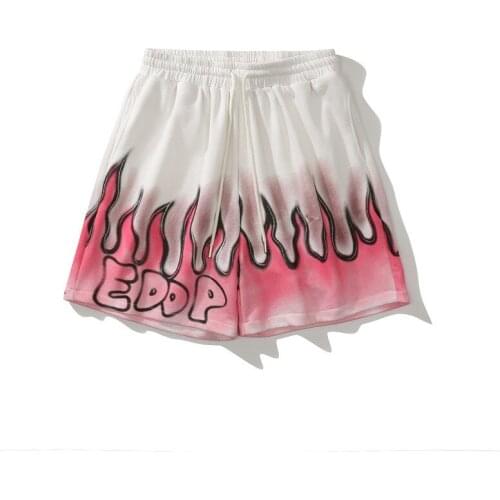 Summer Fashion Men Baggy Shorts Fire Graffiti Flame Hip Hop Streetwear Track Short Sweatpants Harajuku Cotton Joggers Shorts