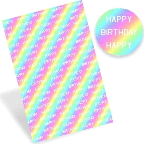 IBOWS Faux Leather Fabric Happy Birthday Theme Printed Synthetic Leather Sheet For DIY Craft Bag Belt Dress Handmade 22*30cm/pc