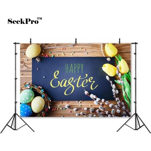 Thin vinyl happy easter egg flower wooden wall child photo Backgrounds Printed Professional indoor Photographic studio Backdrops