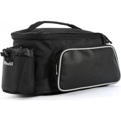 ROSWHEEL 10L Cycling Bike Backseat Bag Carbon Fiber Leather Bicycle Rear Rack Seat Pannier Bag Pouch