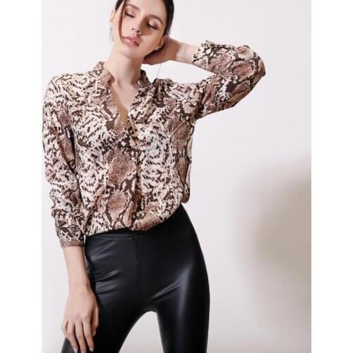 Vintage Blouse Long Sleeve Sexy Leopard Print Blouse Lady Office V Neck Shirt Tunic Casual Loose Tops Plus Size Blusas