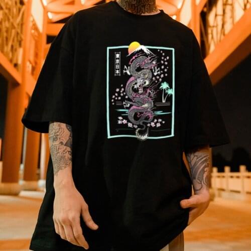 Woman tshirts Chinese dragon printing korean Tops aesthetic oversized kpop harajuku Gothic Short sleeve casual clothes ulzzang