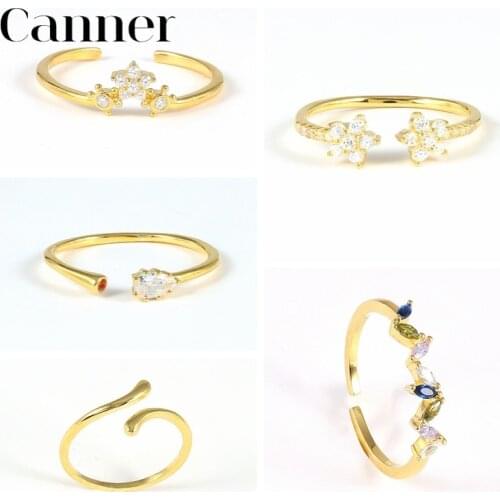 Canner 925 Sterling Silver Finger Rings For Women Open Crystal CZ Charm Rings Wedding Jewelry 2021 Trend Bague Femme Anillo W5