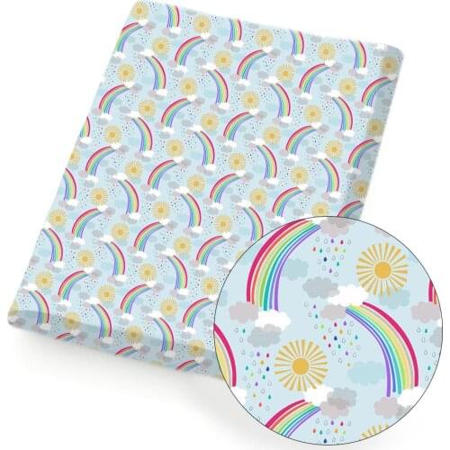 Polyester Cotton Fabric Rainbow Heart Love Printed Cloth Sheets Home Textile DIY Clothes Supplies Handmade Masks 45*145cm 1pc
