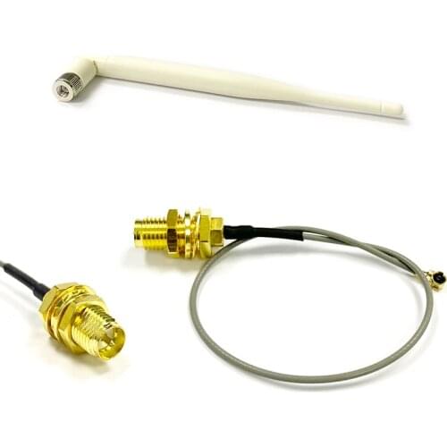 1PC Wifi Antenna 2.4Ghz 6dbi Omni RP-SMA Connector Signal Booster White+RP-SMA Female to IPX Jumper cable for Wireless Router