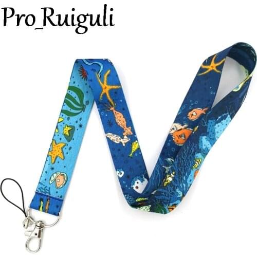 100pcs Marine organism ocean kids women Neck keychain necklace Anime Cartoon Neck Strap Lanyard ID badge holder Keychain Lanyard