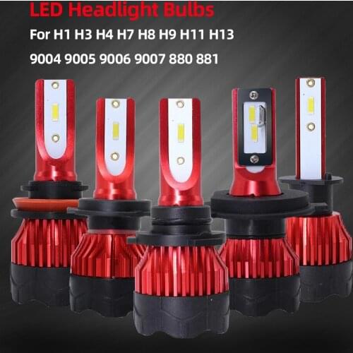 2Pcs H4 LED H7 Auto Car Headlight 9005 9006 H3 H13 H8 880 H27 9004 9007 H11 881 LED H1 K5 55W 6000LM 6000K Automobile Bulb