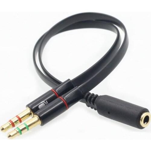 200pcs/lot 3.5mm 1 Female to 2 male AUX Audio Cable Mic Splitter Cable Earphone Headphone Adapter Cable for Phone pad Mobile