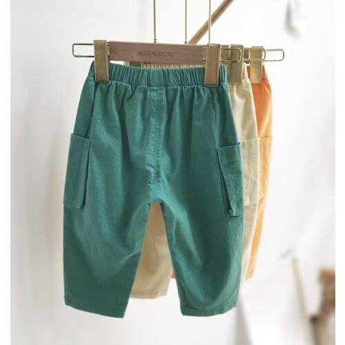 2020 Toddler Boys Pants Casual Loose Pockets Elastic Waist Pants for Boy 2 3 4 5 6 Years Kids Trousers High Quality Child Pants