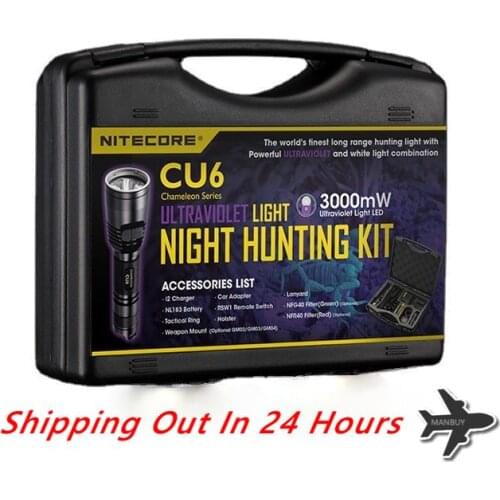2021 wholesale NITECORE UV+White light CREE XPG2 LED CU6 HUNTING KIT for Gear Law Enforcement Militar Flashlight Lantern BOX Set