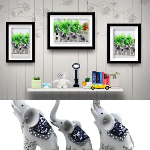 3 Pcs/Set S M L Elephant Figurines Resin Animal Sculptures Decorative Statue Home Art Decorations Ornaments Gifts
