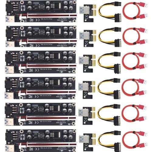 6PCS VER009 USB 3.0 PCI-E Riser VER 009S Express 1X to 16X Extender Riser Adapter Card Cable Riser Card Adapter Mining