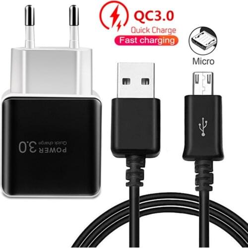 9V Adaptive Fast charge adapter USB Charger For Samsung Galaxy Tablet Huawei Xiaomi Redmi 9a Honor Phone Charger Micro USB Cable