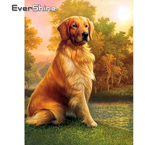 Evershine Diamond Embroidery Full Display Animal Cross Stitch DIY Diamond Painting Dog Pictures Of Rhinestones Diamond Mosaic