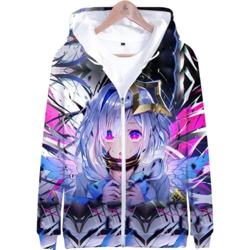 Anime HOLOLIVE VTuber Amane Kanata 3D Autumn Winter Holiday Passionate Style Men/Women Streetwear Style Zip Kawaii Hooded Kawaii