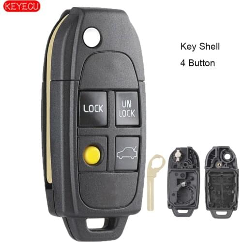 KEYECU 4 Buttons Flip Remote Key Shell Fob for VOLVO S40 V40 C70 S60 S80 1988-2004