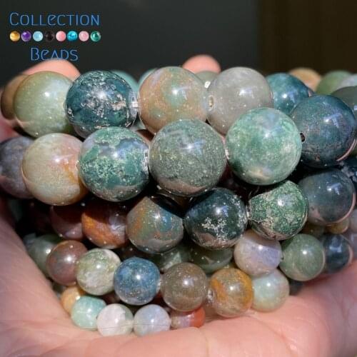 4/6/8/10/12mm Natural Stone Beads Indian Agates Round Spacer Loose Beads For Jewelry Making DIY Bracelet Accessories 15