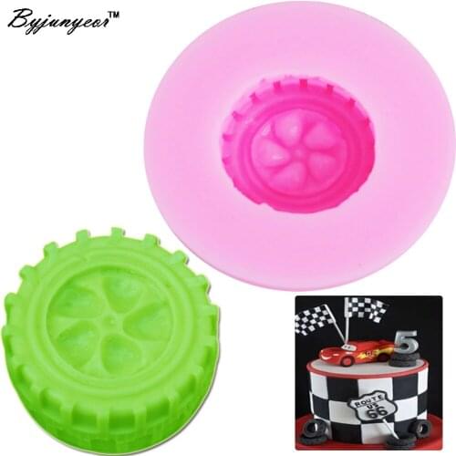 Byjunyeor Epoxy UV Resin molds Car wheels Tires Fondant Cake Molds Silicone Mold cooking Mould Kitchen Baking Tools m653