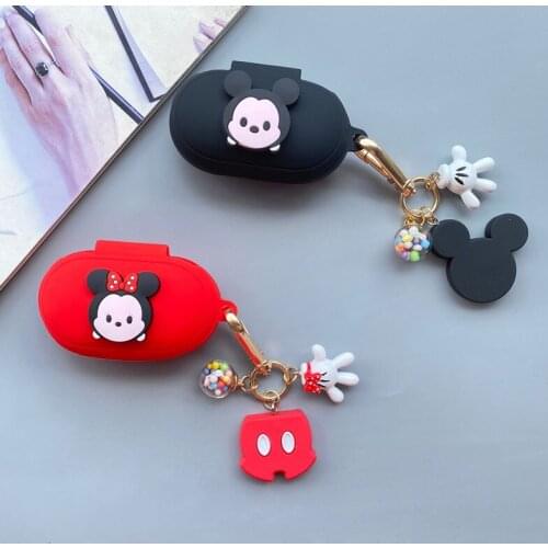 Cute Minnie Mickey Earphone Case Cover With KeyChain for Samsung Galaxy Buds/Buds+ Silicone Bluetooth Wireless Headphone Cover