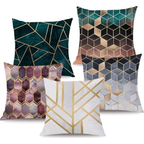 Decorative Cushions Cover Geometric Printed Polyester Pillow Cover Decor for Home Decoration Sofa Pillowcase