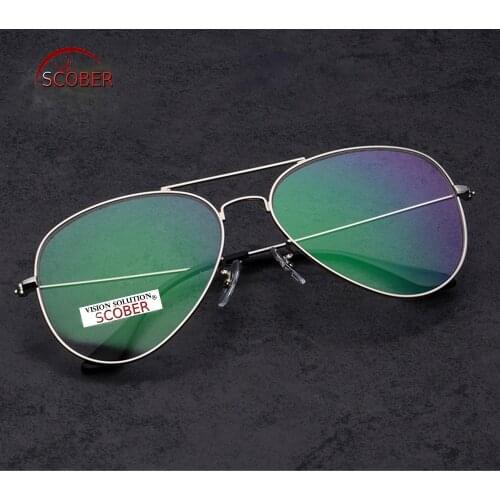 = SCOBER = Classic Pilot Large Reading Glasses Advanced Alloy Fashion Spectacles Eyeglasses +1 To +6 Can Custom Prescription