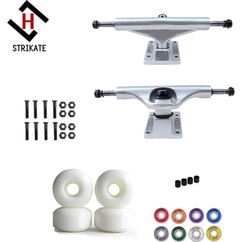 1pair Skateboard Truck Wheels Set 139mm 5.25" Skateboard Truck with 100A Wheels with Bearing Hardware Combo