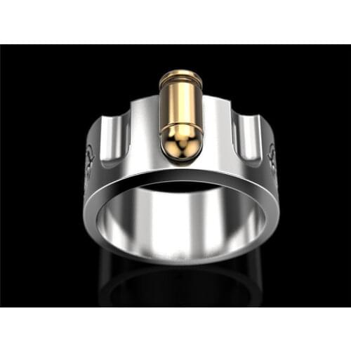 Creative Golden Bullet Lighter Guy Mens Ring Jewelry 2021 Punk Style Male Hand Accessories Hot Sale