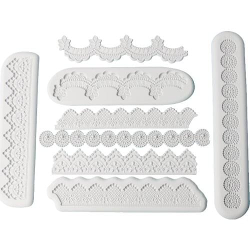 European Style Flower Round Lace Fondant Silicone Mold Long Cake Surround Cake Decoration Embossing Printing Tool