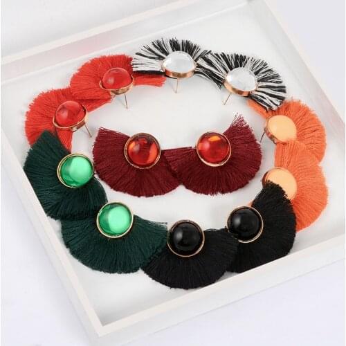 Inlay round Resin Colorful Drop Earrings For Women fan-shaped Tassel Earrings For festival party earrings Gift Wholesale Jewelry