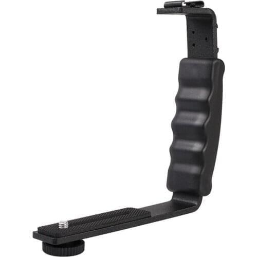 Camera L-shaped Stand Dual Cold Shoe 2 Shoe Flash Bracket DV Light Mount Support Holder for DSLR SLR Cam for DJI OSMO Mobile 3/4