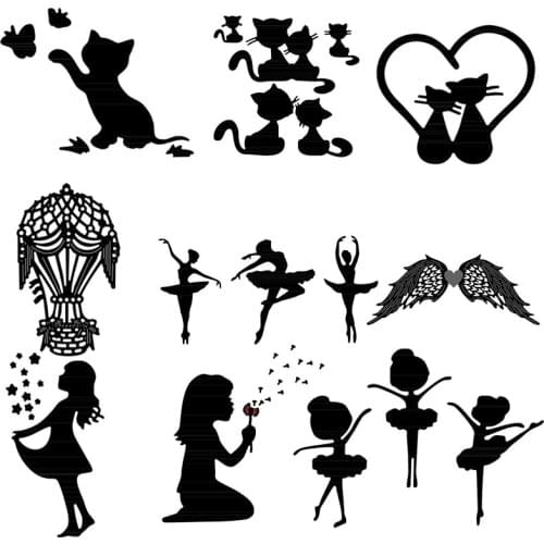 Cute Cats Dancing Girls Cutting Dies For DIY Handmake Scrapbooking Die Cut Card Making Embossing Stencil Album Decoration Photo