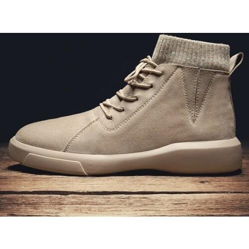 Mens fashionable outdoor leisure Martin boots, high-end leather work boots, winter leisure mens motorcycle leather boots