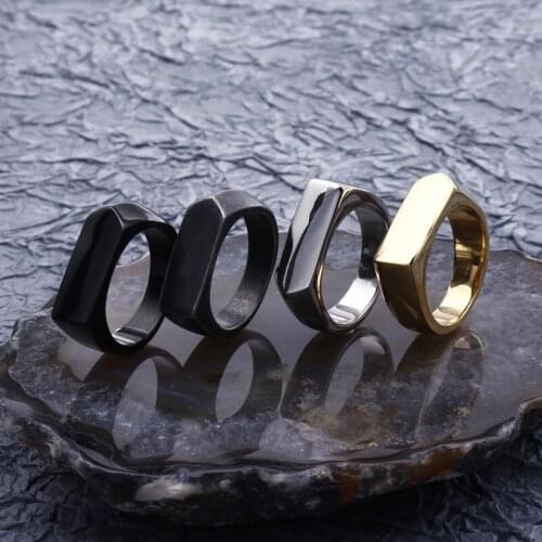 European and American hip-hop rap accessories street personality trendy titanium steel geometric mens stainless steel ring