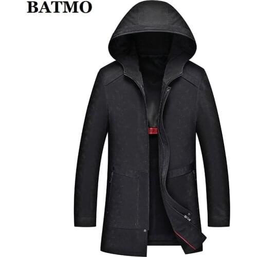 BATMO 2020 new arrival autumn leather hooded jackets men,mens leather trench coat,plus-size 1971
