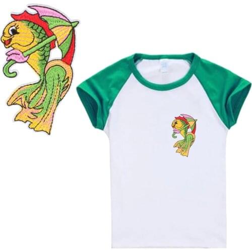 Fish cat unicorn Heat Transfer Patches For Stripe Clothes Patch A-level Washable Iron On Applique DIY Clothing Sticker