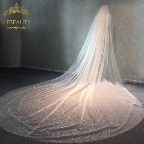One Layer Catedral de velo Royal Grenadine Crystal Bring Veil Bridal Princess Crown Bridal Wedding Hair Accessories Wedding Veil