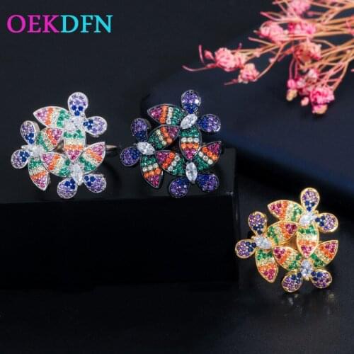 OEKDFN Bohemian 100% 925 Sterling Silver Rings Spinels Gemstone Wedding Engagement Flower Opening Bands Fine Jewelry Wholesale