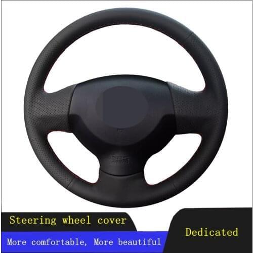 DIY Hand-stitched Black Genuine Leather Car Accessories Steering Wheel Cover For Mitsubishi Lancer EX 10 Lancer X Outlander