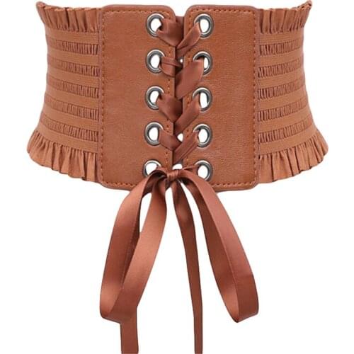 Women Ladies Fashion Stretch Belt Tassels Elastic Buckle Wide Dress Corset Waistband High Quality Solid Color Belts