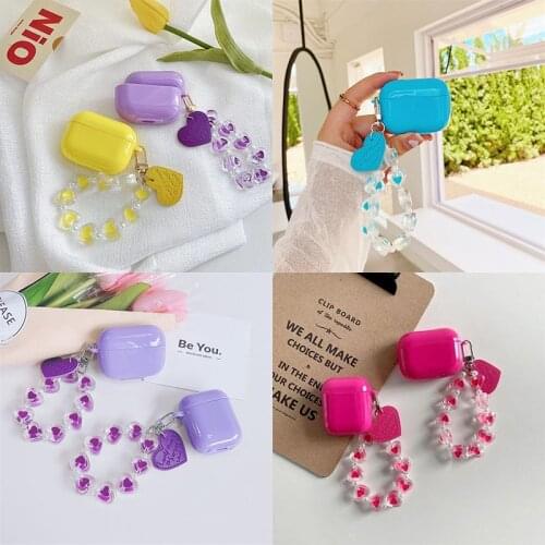 Retro Candy Rose Red TPU Soft Box For Apple airpods 1 2 Pro 3 Bluetooth Earphone Cases Cover Love Heart Bracelet Keychain Gifts