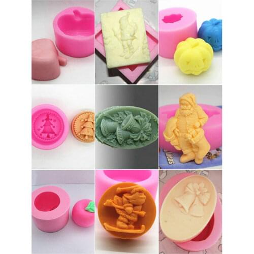 Christmas series cake mould polymer clay handmade soap mold bell Santa Claus tree kitchen tools