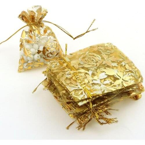 Rose Gold Bronzing Organza Jewelry Packaging Gift Bags Retail Packaging Sacks Embalagens Para Doces 7x9cm 100pcs/lot Wholesale