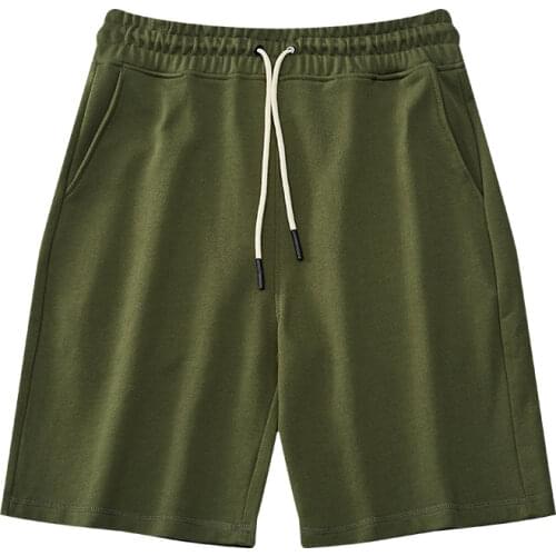 Men Terry Cloth Summer Shorts American Style Army Green Sportswear Lace-up Drawstring Girls Knitted Cotton Shorts Boy Streetwear
