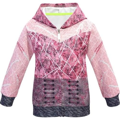 Girls Descendants 3 Girl Zipper Hoodie Jacket Sweatshirt Long Sleeve Tops T Shirt Kids Autumn Winter Coat Halloween Costume