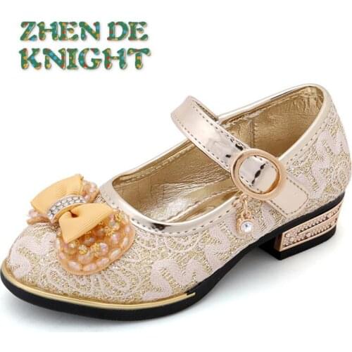 Spring Children Shoes Girls High Heel Princess Dance Sandals Kids Shoes Glitter Leather Fashion Girls Party Dress Wedding Shoes