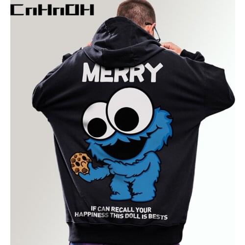 CnHnOH Streetwear Hot Selling Tee Autumn Winter Plus Fleece Cartoon Oversize Jacket HipHop Hooded Hoodies Mens Chic GF-Q182