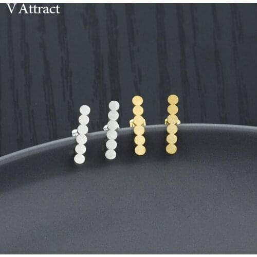 V Attract Vintage Jewelry Gold Brincos Stainless Steel Geometric Row of Circles Stud Earrings For Women Bridesmaid Gift